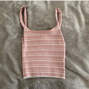 Pacsun Pink and White Stripped Cropped Tank Top